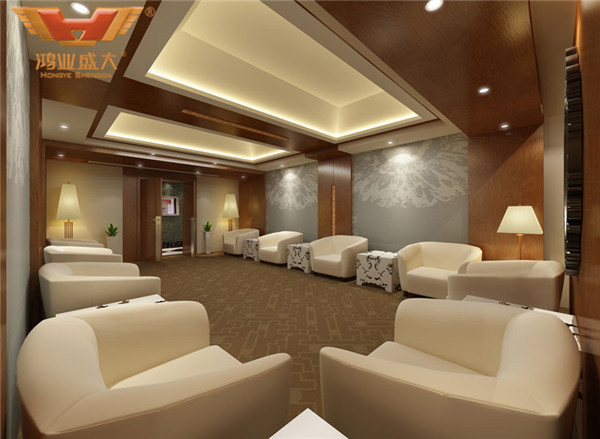 鸿业家具为深圳企业办公室设计的接待室办公沙发摆放效果图